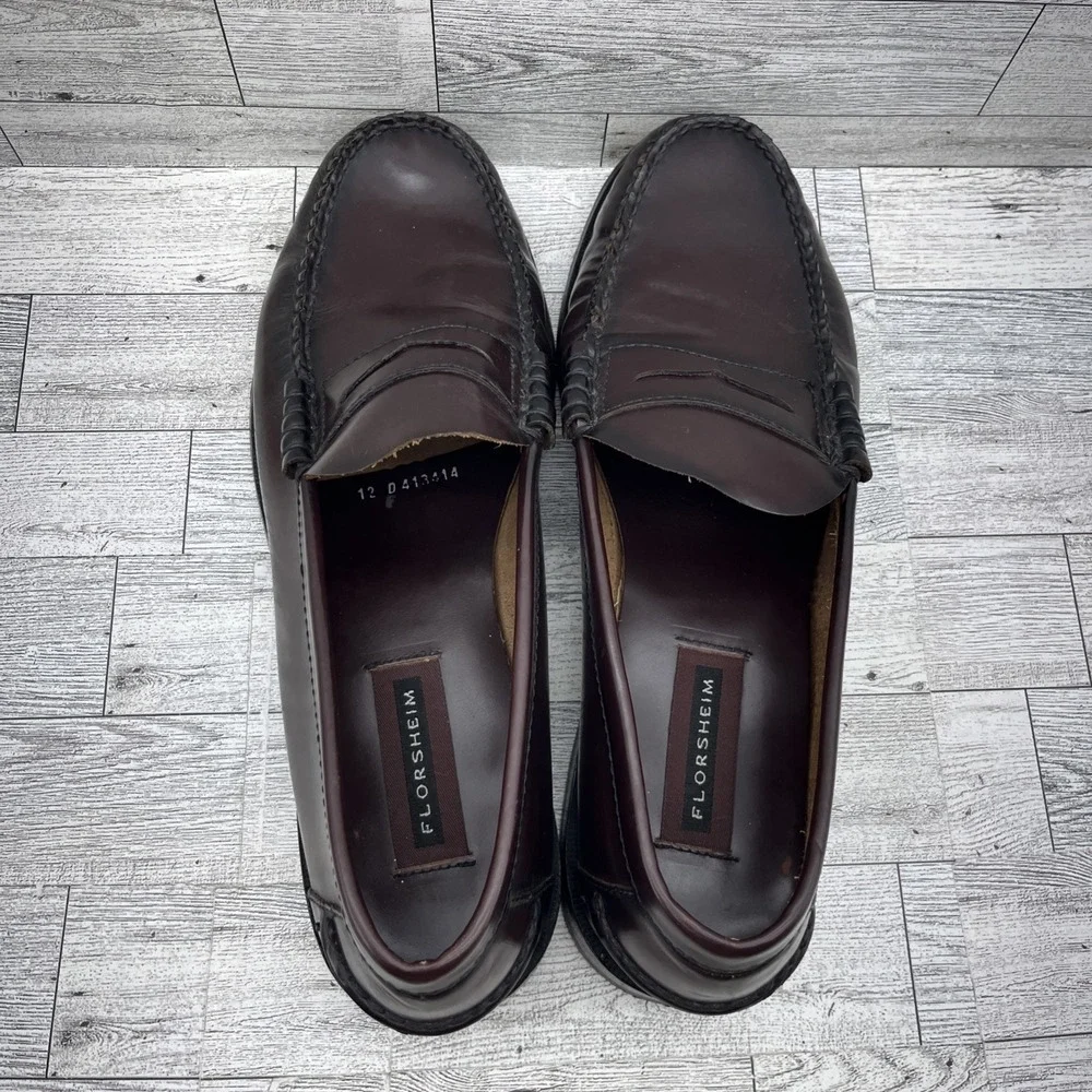 Florsheim Berkley Burgundy Leather‎ Moc Toe Penny Loafer Shoes 17058-05 Men 12D